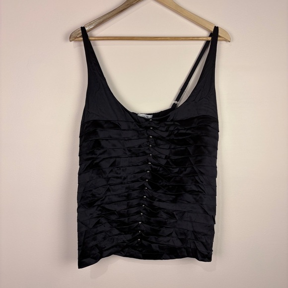 Cache Y2K Black Silk Ruched Tank Top Whimsigoth Dark Romantic - Picture 2 of 7